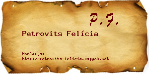 Petrovits Felícia névjegykártya